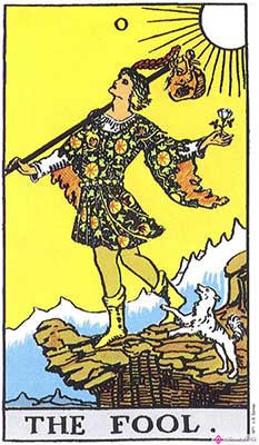El significado del tonto - Representación original del Tarot Rider Waite