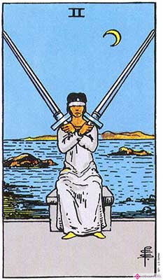 Significado del Dos de Espadas - Representación original del Tarot Rider Waite