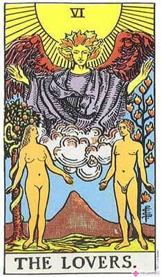 Significado de los amantes: representación original del tarot Rider Waite