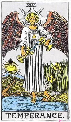 Significado de la templanza - Representación original del Tarot Rider Waite
