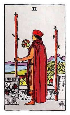 Significado del Dos de Bastos - Representación original del Tarot Rider Waite