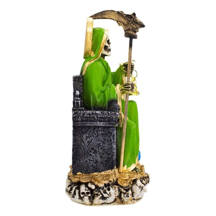 Santa Muerte Verde Suprema Sentada 30 Cm Curada + Libro