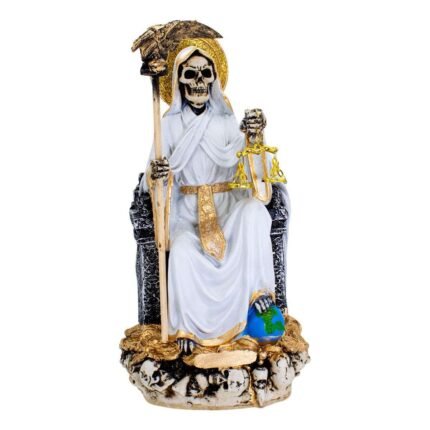 Santa Muerte Blanca Suprema Paz Armonia 30 Cm Curada + Libro