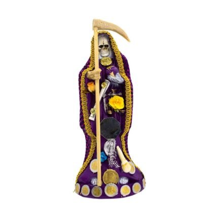 Santa Muerte Morada Proteccion Energia Curada 30 Cm + Libro