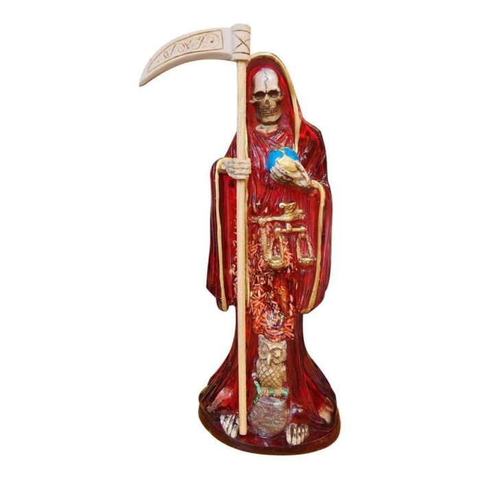 Santa Muerte Roja Transparente 30cm +libro Sanación Y Salud