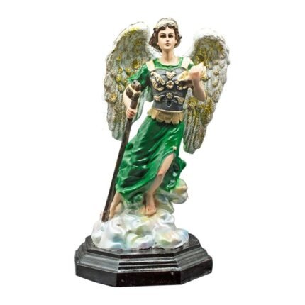 Arcangel San Rafael Angel Escultura 35 Cm Ojo De Vidrio