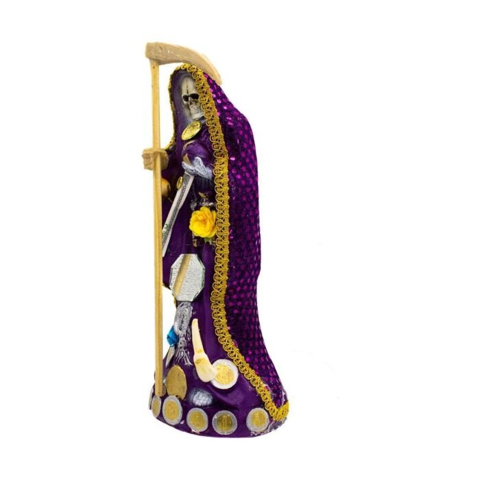 Santa Muerte Morada Proteccion Energia Curada 30 Cm + Libro