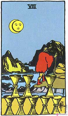 Significado del Ocho de Copas - Representación original del Tarot Rider Waite