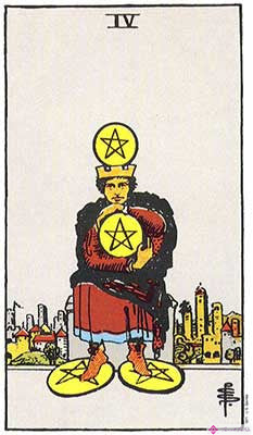 Significado del Cuatro de Oros - Representación original del Tarot Rider Waite