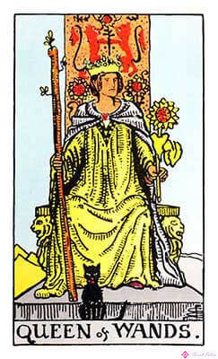 Significado de la Reina de Bastos - Representación original del Tarot Rider Waite