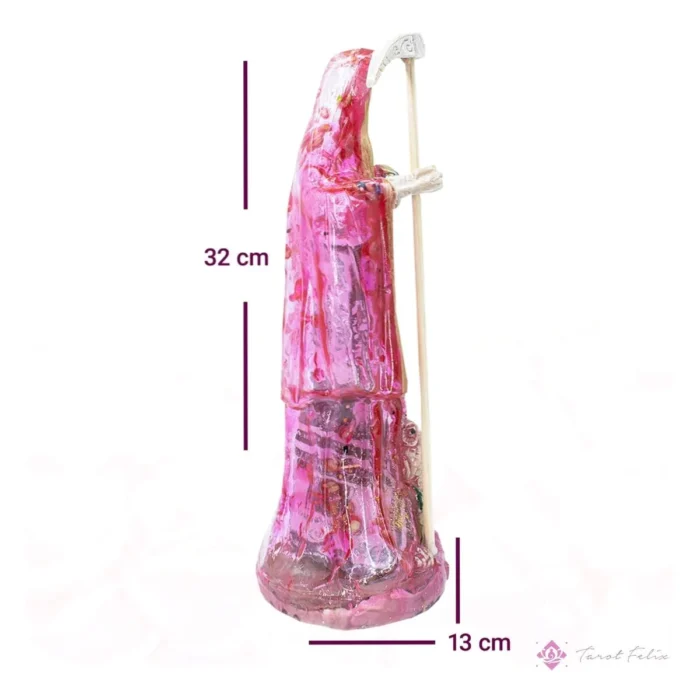Estatua Santa Muerte Rosa 30cm para Amor - Incluye Biblia y Rituales