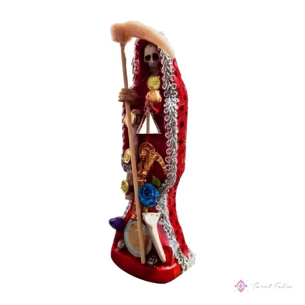 Estatua Santa Muerte Roja 24 cm + Libro de Rituales de Protección y Amor