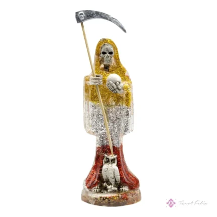 Figura Santa Muerte 15 cm con Polvo Diamante + Biblia - Protección y Rituales